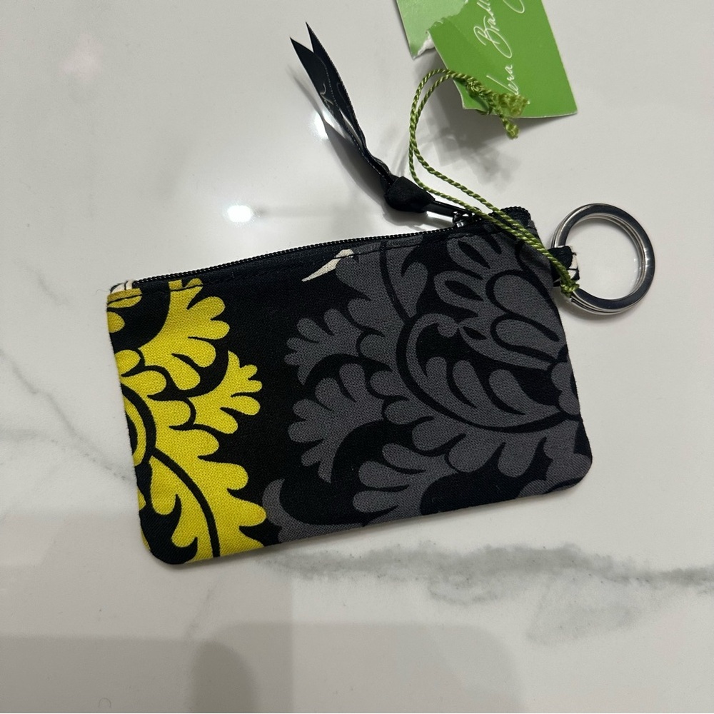 Vera Bradley Black Zip Id Case Floral Coquette Wallet Keyring - Picture 2 of 6